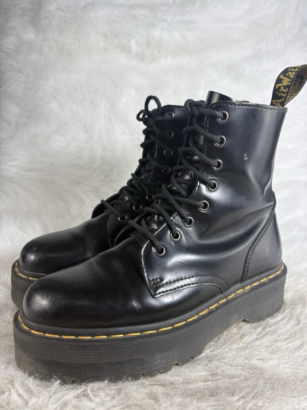 Dr Martens Jadon Black Smooth Leather Platform Boots US 10 EU 42